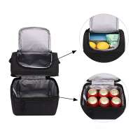 Portable leakproof insulated dual compartment lunch bag cooler shoulder bag