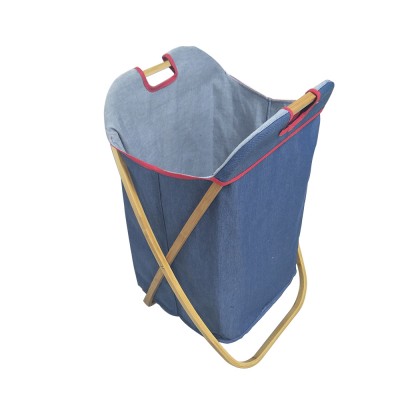 HOME Portable Folding Butterfly Bamboo Hamper Washable Cotton Canvas collapsible clothes Laundry Basket