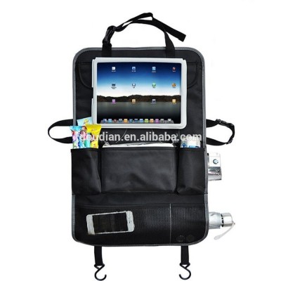 Foldable car back seat organizer with ipad holder