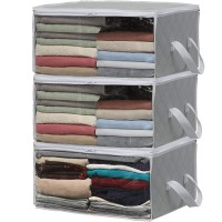 Large Clear Window Foldable Linen Foldable Closet Organizer Clothing Storage Box with Clear Window